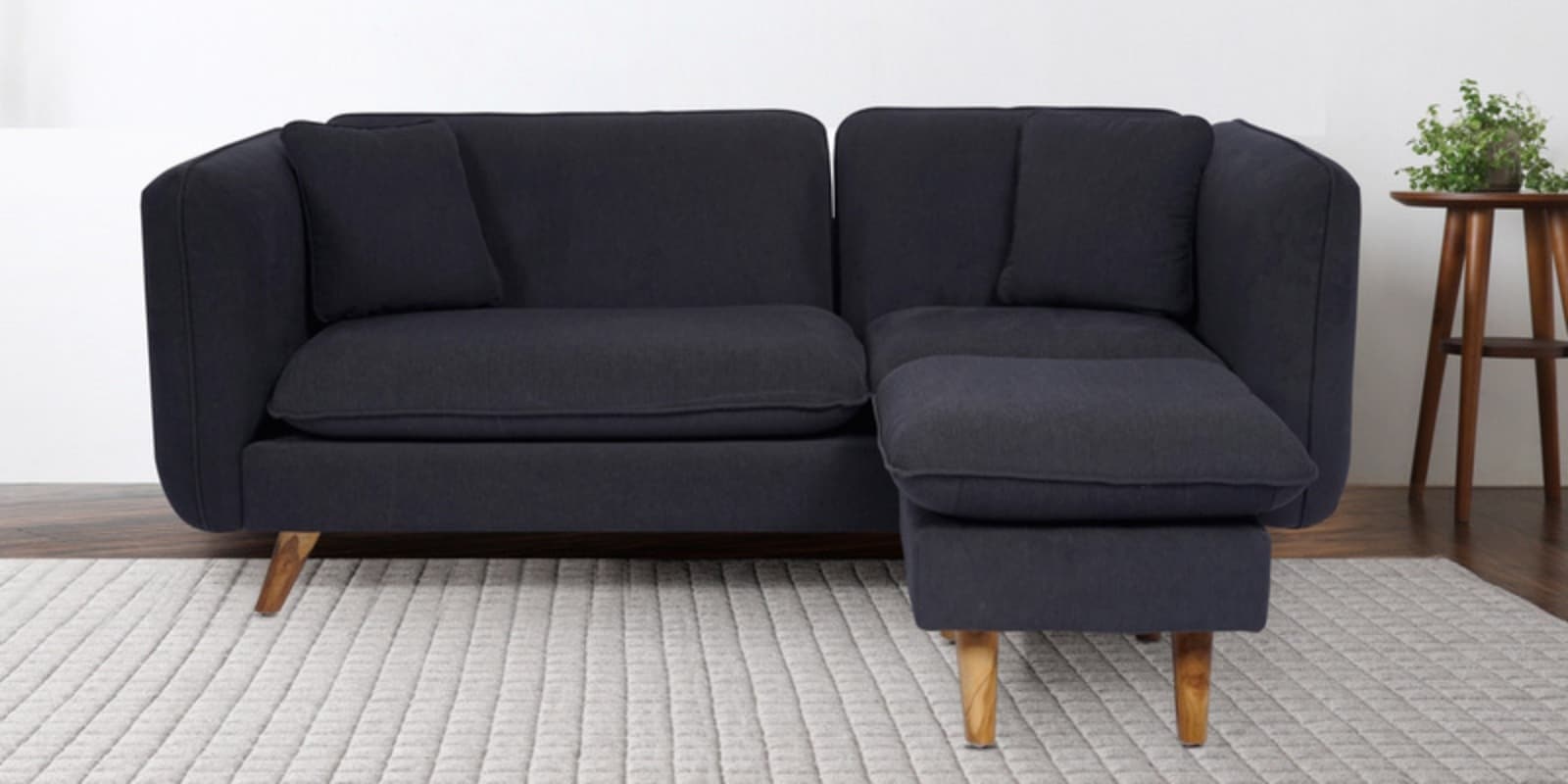 Romina Fabric LHS Sectional Sofa (2 + Lounger) In Charcoal Grey Colour