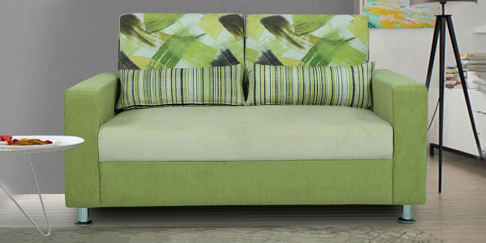 Rosetta 2 Seater Sofa in Green & Cream colour