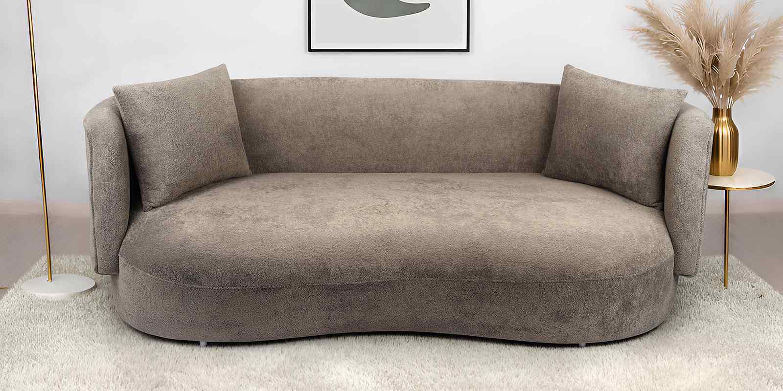 Rosy Arc 3 Seater Sofa In Brown Color