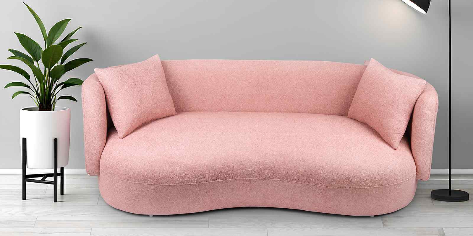Rosy Arc 3 Seater Sofa In Pink Color
