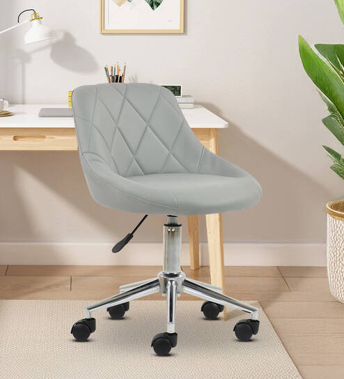 Roanza Leatherette Guest Chair In Grey Colour