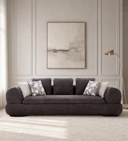 Roasia Boucle 3 Seater Sofa in Dark Grey Colour