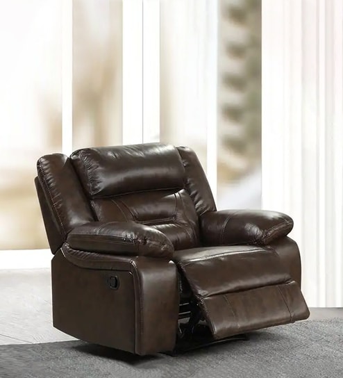 Buy Scott 1 Seater Recliner in Dark Brown Colour at 43 OFF by