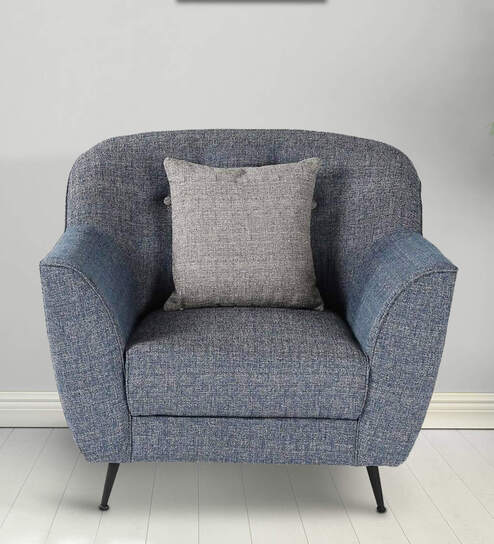 Rodrigo Fabric 1 Seater Sofa In Blue Colour