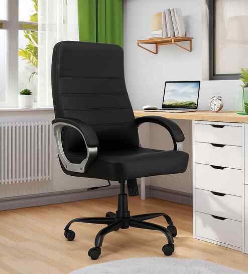 Rolex Leatherette HB Executive Chair In Black Colour