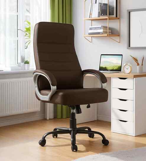 Rolex Leatherette HB Executive Chair In Brown Colour