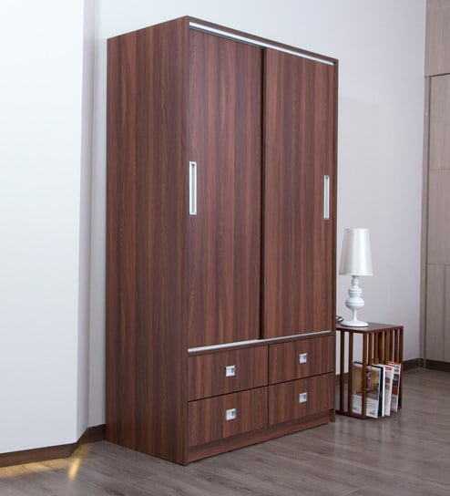 Buy Rolex Rich Sliding Wardrobe In Dark Walnut Finish By