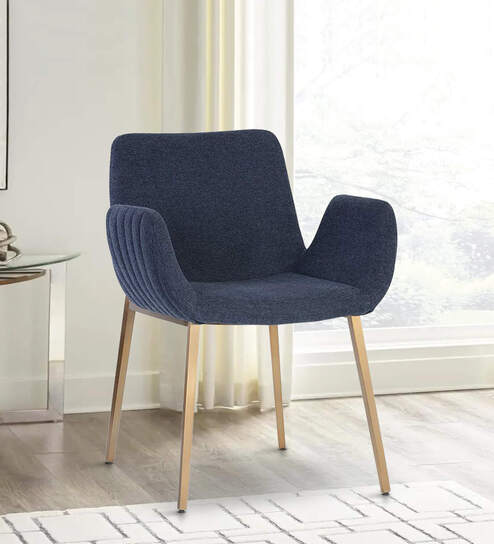 Rom Velvet Arm Chair in Royal Blue Colour