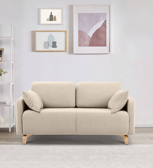 Roma Velve 2 Seater Sofa In Cream Colour