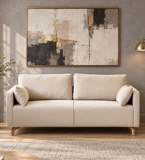 Roma Velvet 3 Seater Sofa In Cream Colour