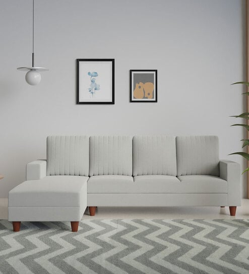 Roman Fabric RHS Sectional Sofa In Misty Grey Colour