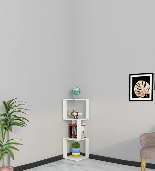 Romana Small Corner Bookshelf Frosty White Finish