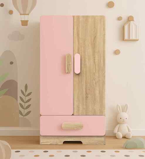Romania 2 Door Kids Wardrobe In Pink Finish