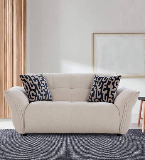 Romania Fabric 2 Seater Sofa In Frosty white Colour