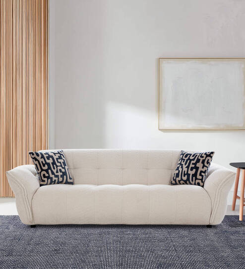 Romania Fabric 3 Seater Sofa In Frosty white Colour