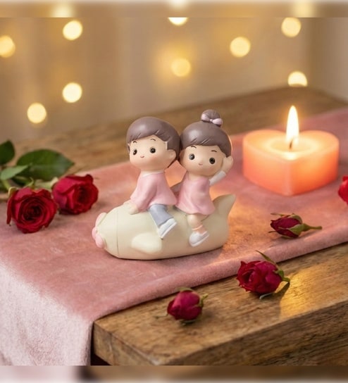 Romantic Couple on Plane Showpiece Valentine Gift