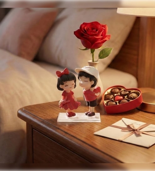 Romantic Cute Couple Showpiece Valentine Gift Set