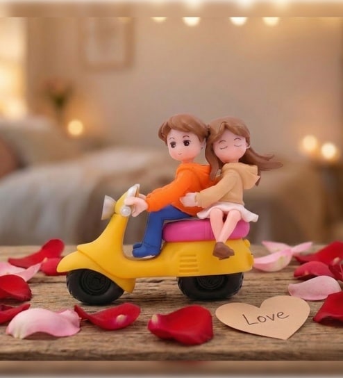 Romantic Miniature Love Couple on Scooter Valentine Gift