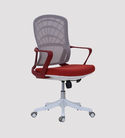 Rome Breathable Mesh Ergonomic Chair in Red & Grey Colour