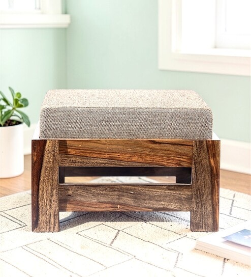 Romie Foot Stool in Teak Finish