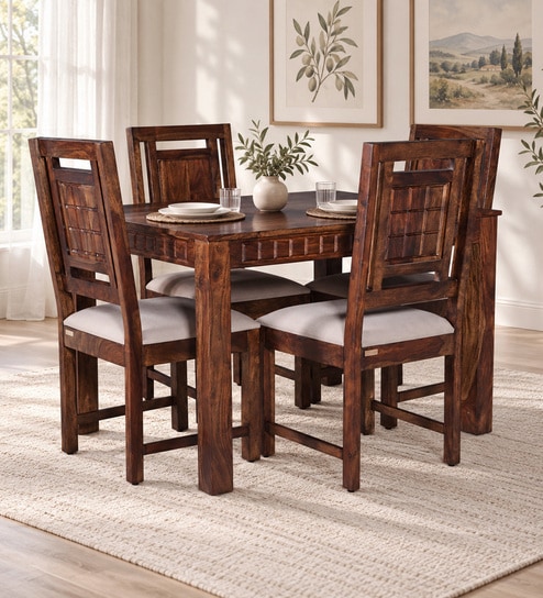 Romilly Sheesham wood 4 Seater Dining Set In Provincial Teak Finish