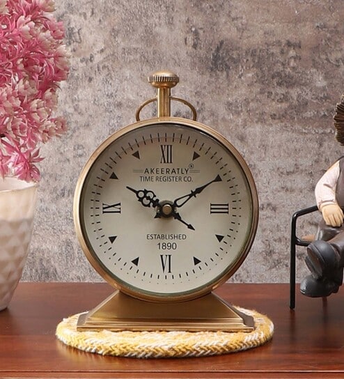 Handmade Antique Brass Table Clock