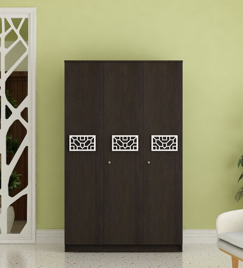 Root 3 Door Wardrobe in Dark Wenge Colour