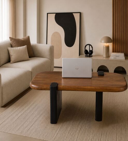 Rooted Modern Center Table In Solid Wood Finish