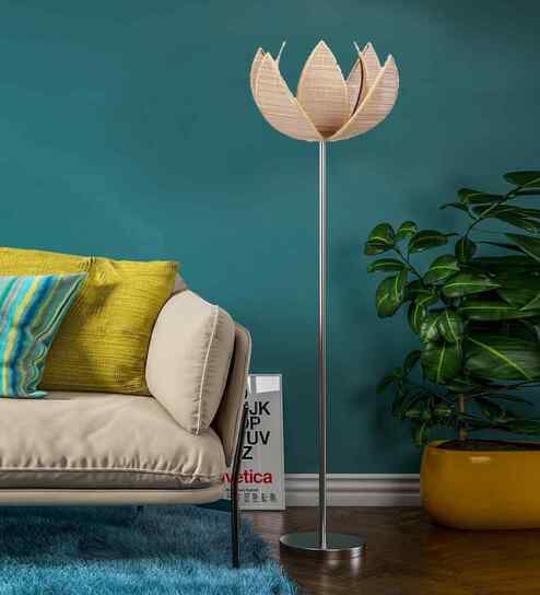 Rose Bamboo Shade Floor Lamp Steel Base