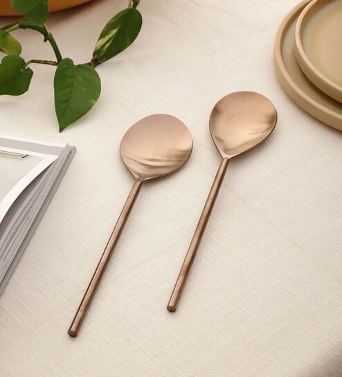 Rose Gold Serving Spoons Set of Two