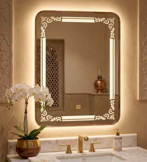 Rosegold Aluminium Frame Rectangular With Round Corner Wall Mirror 18 X 24 In