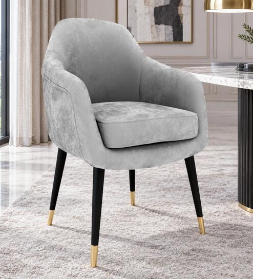 Roselle Suede Accent Chair in Grey Colour