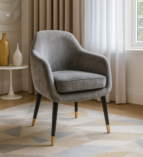 Roselle Suede Accent Chair in Grey Colour