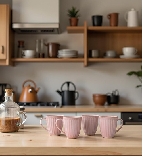 Rosewood Coffee Mug Set of 4 (350 ML Each) Microwave Safe Coffee Mugs