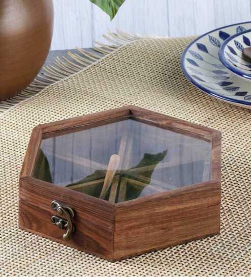 Rosewood Hexagon Spice Box
