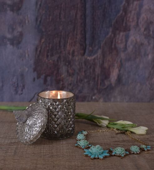 Roshni Diamond  Mercury  Shiny Glass Table Tealight Holder