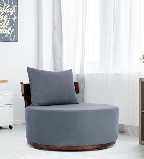 Rosseate Sheesham Wood Slipper Chair In Grey Color