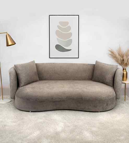 Rosy Arc 3 Seater Sofa In Brown Color