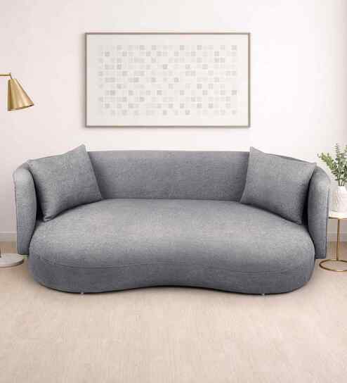 Rosy Arc 3 Seater Sofa In Grey Boucle Color