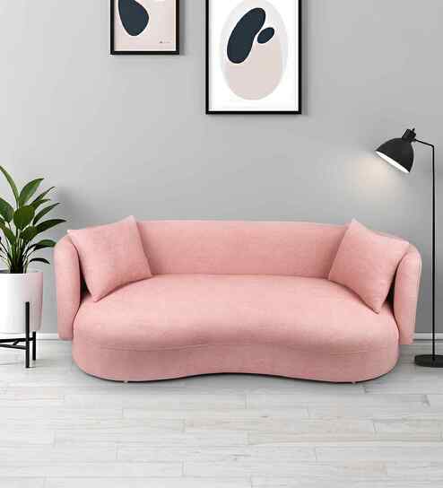 Rosy Arc 3 Seater Sofa In Pink Color
