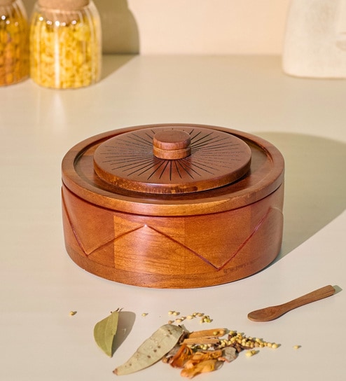 Roule Masala Box Wooden Spice Box