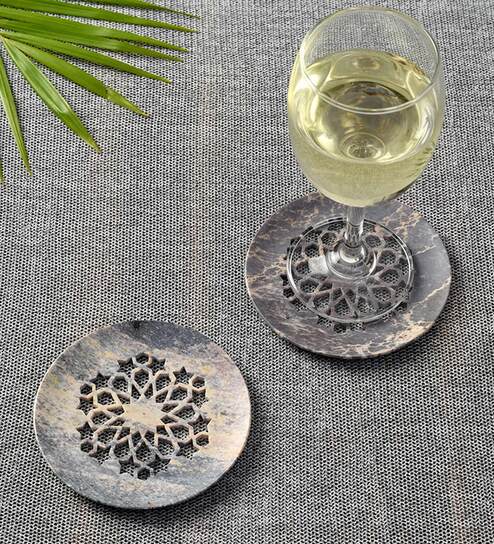 Round (Set of 2) Soap Stone Table Coaster