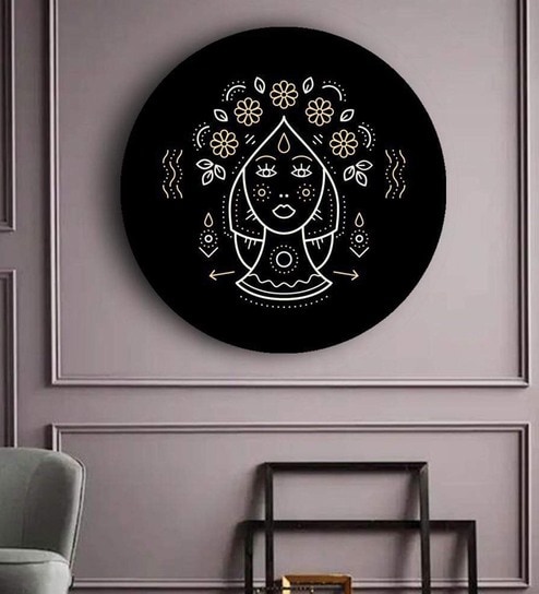 Round Black Black And Gold Zodiac Canvas Art Print By The Artment