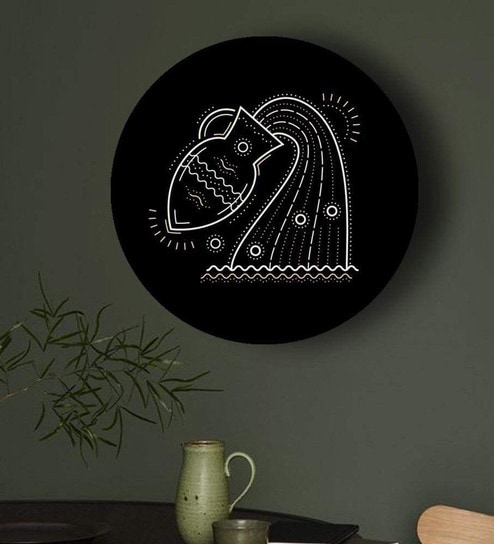 Round Black Black And Gold Zodiac Canvas Art Print By The Artment