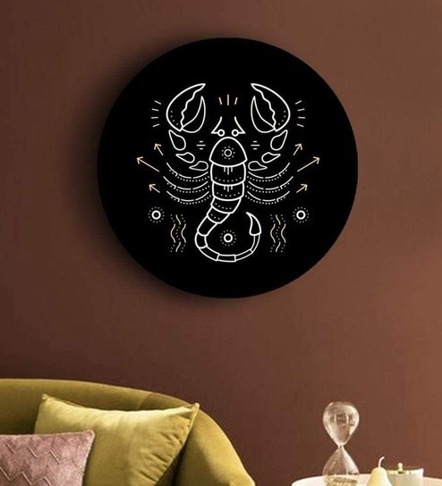 Round Black Black And Gold Zodiac Canvas Art Print By The Artment