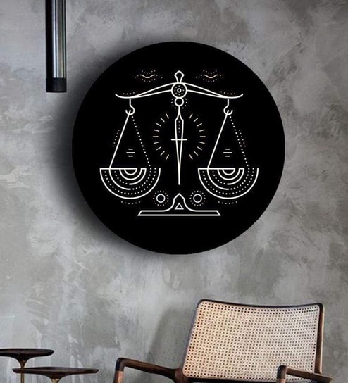 Round Black Black And Gold Zodiac Canvas Art Print By The Artment