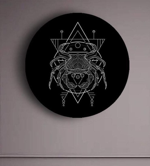 Round Black Black And White Geometry Zodiac Canvas Art Print By The Artment