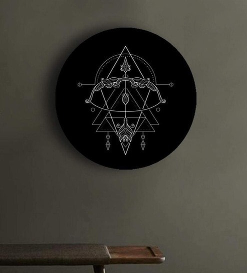 Round Black Black And White Geometry Zodiac Canvas Art Print By The Artment