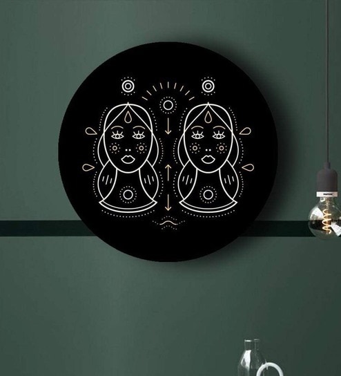 Round Black Black And White Geometry Zodiac Canvas Art Print By The Artment