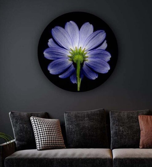 Round Blue Aster In The Bright Light Canvas Art Print By The Artment